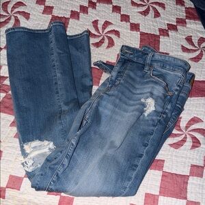 American Eagle Outfitters Light Blue Distressed Wide Leg Jeans